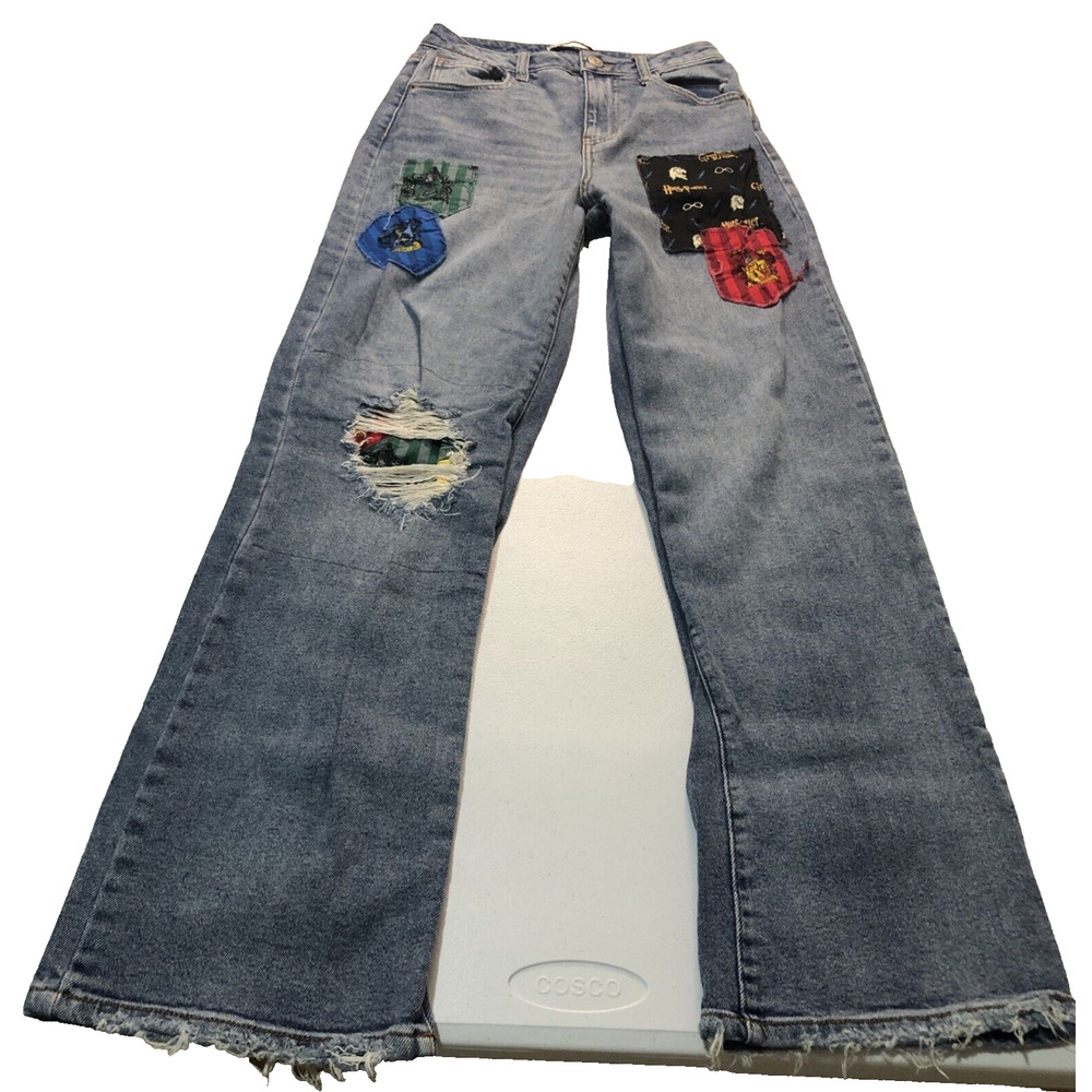 Harry Potter SO Brand Jeans Blue Denim Flare Frey Patches Highrise Size 5